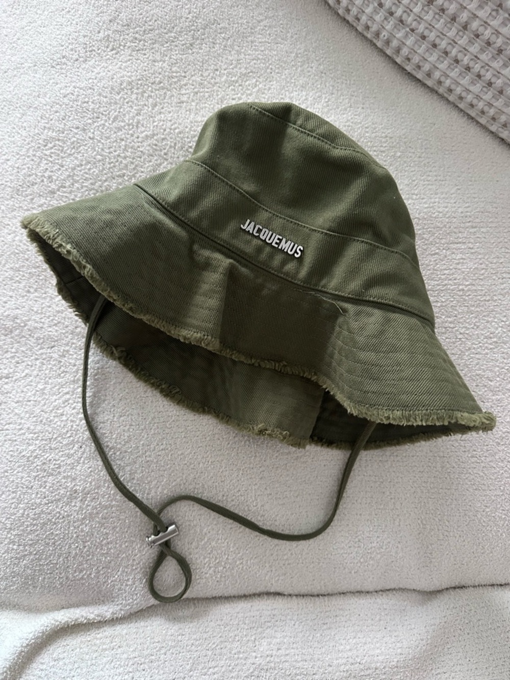 Jacquemus Olive Bucket Hat with Chin Strap